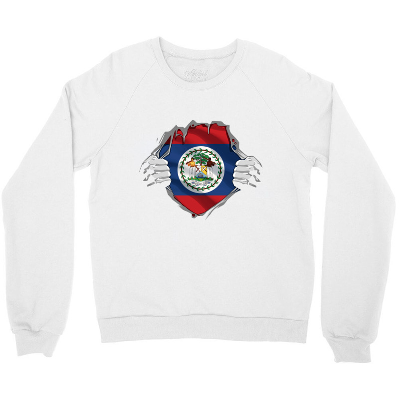 Super Belizean Heritage Proud Belize Roots Flag Pullover Hoodie Crewneck Sweatshirt | Artistshot