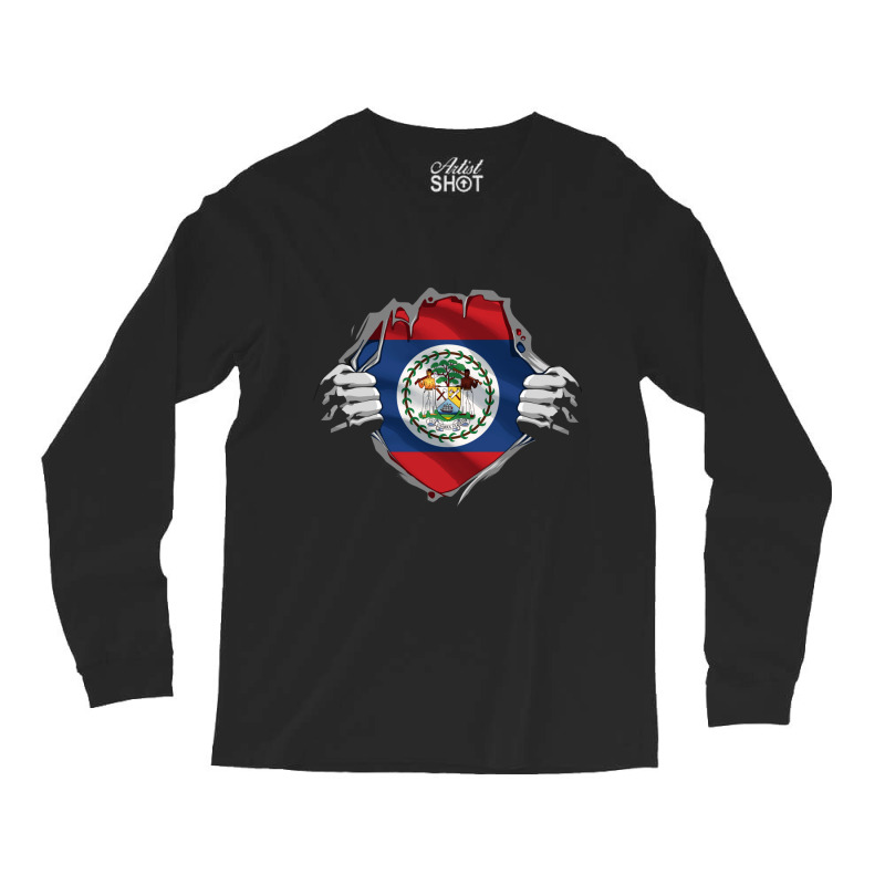 Super Belizean Heritage Proud Belize Roots Flag Pullover Hoodie Long Sleeve Shirts | Artistshot