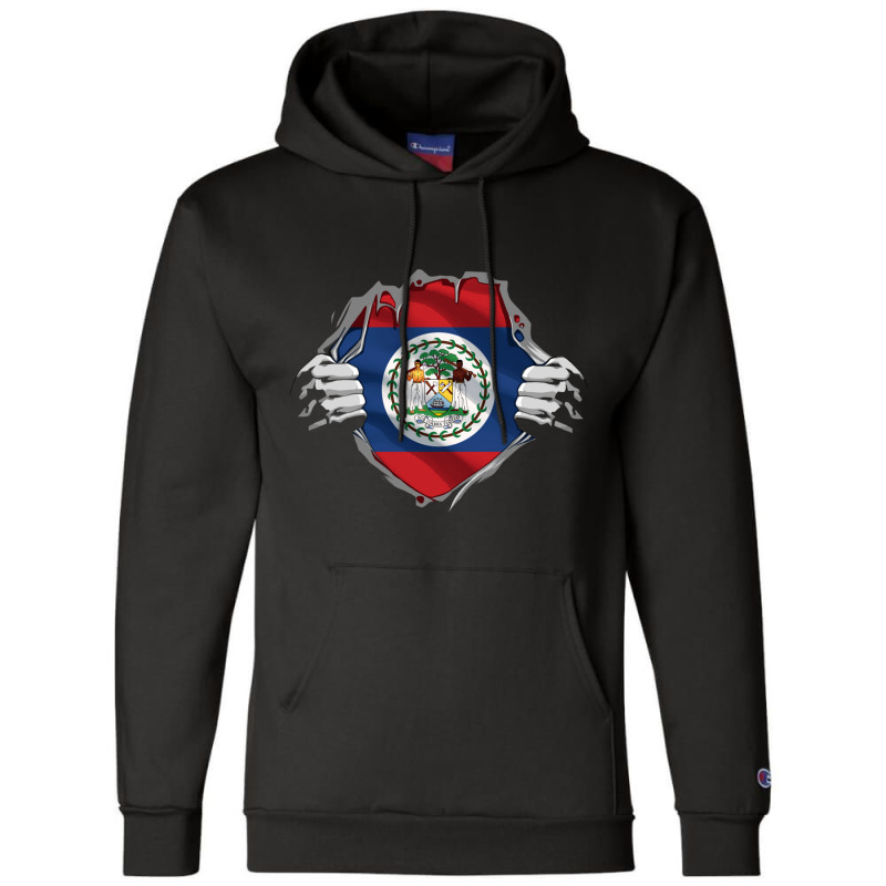 Super Belizean Heritage Proud Belize Roots Flag Pullover Hoodie Champion Hoodie | Artistshot