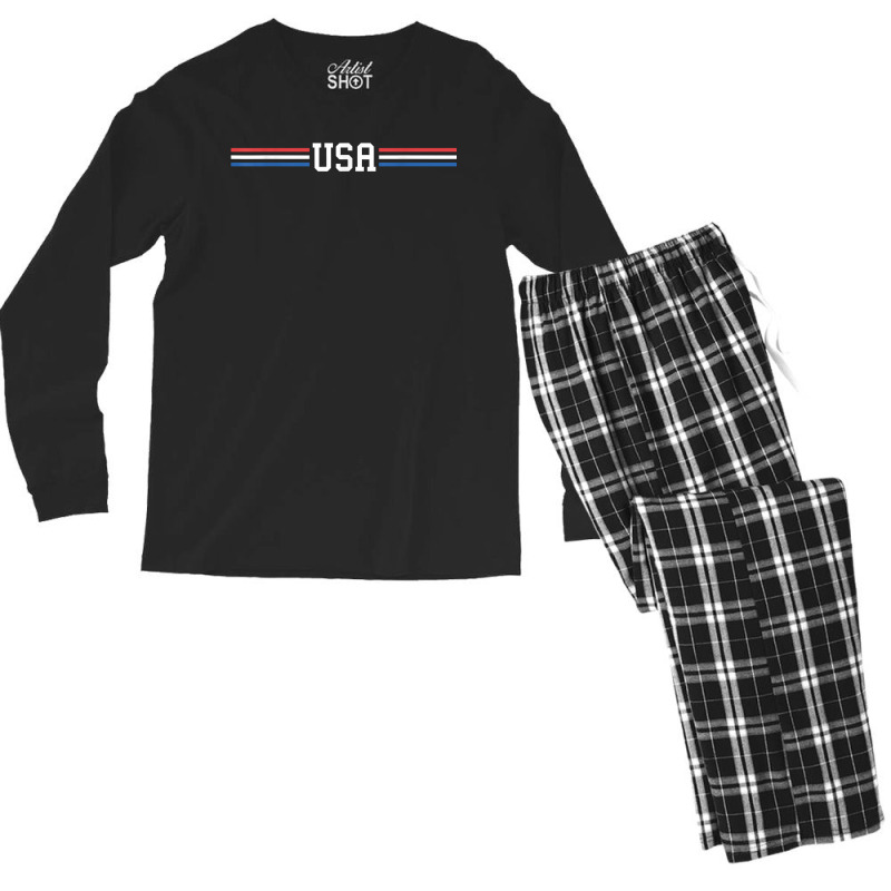 Usa Women Men Kids Cute Patriotic American 4th Of July Men's Long Sleeve Pajama Set | Artistshot