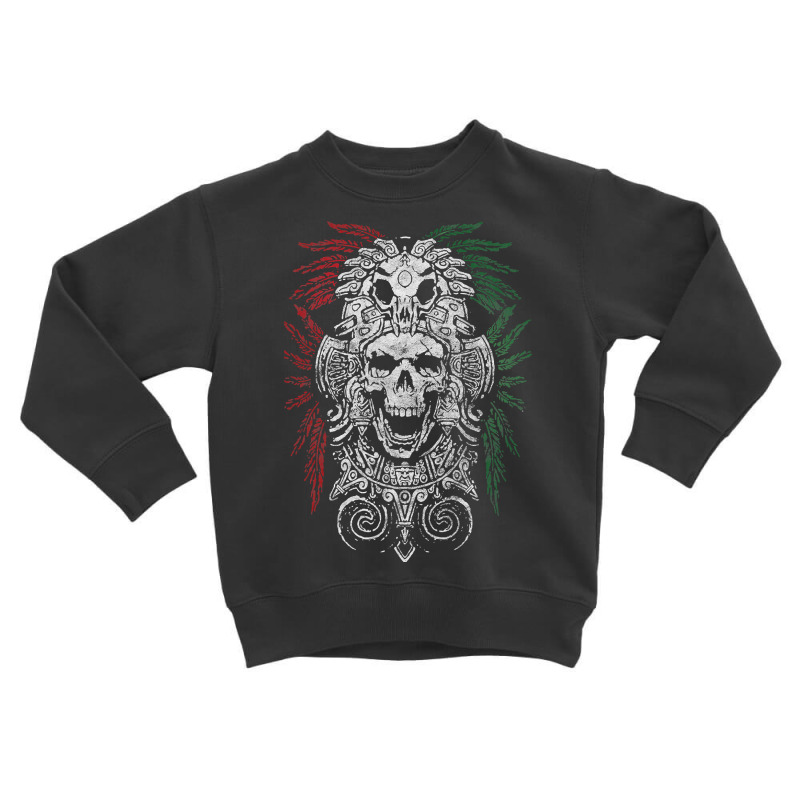 Ancient Aztec King Mexican Skull Mayas Mask Calavera Azteca T Shirt Toddler Sweatshirt by trokeryth | Artistshot