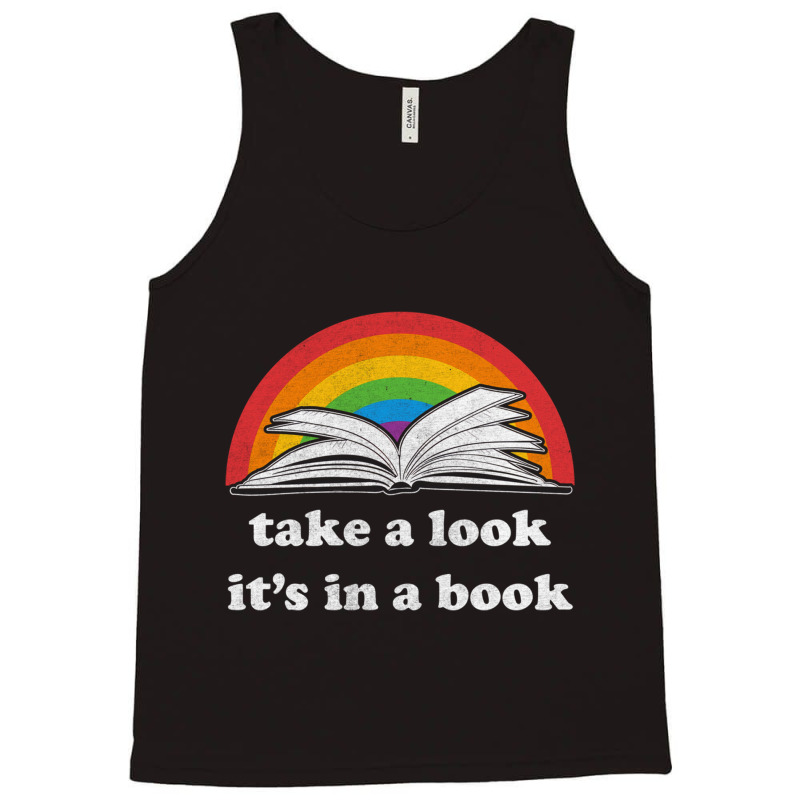 Take A Look It's In A Book Reading Vintage Retro Rainbow Pullover Hood Tank Top by cm-arts | Artistshot