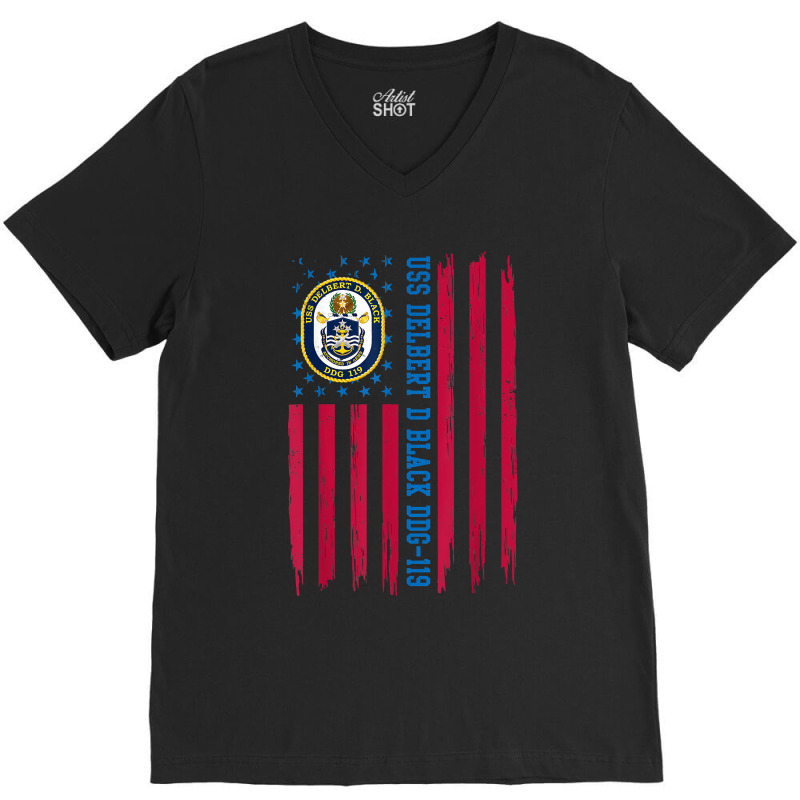 Uss Delbert D Black Ddg-119 American Flag Destroyer Ship V-neck Tee | Artistshot