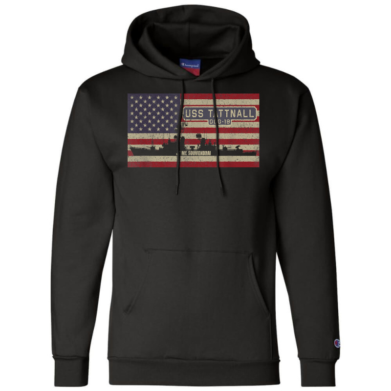 Uss Tattnall Ddg-19 Destroyer Ship Usa American Flag Champion Hoodie | Artistshot