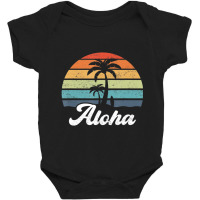 Aloha Hawaii Hawaiian Island Palm Beach Surfboard Surf Baby Bodysuit | Artistshot