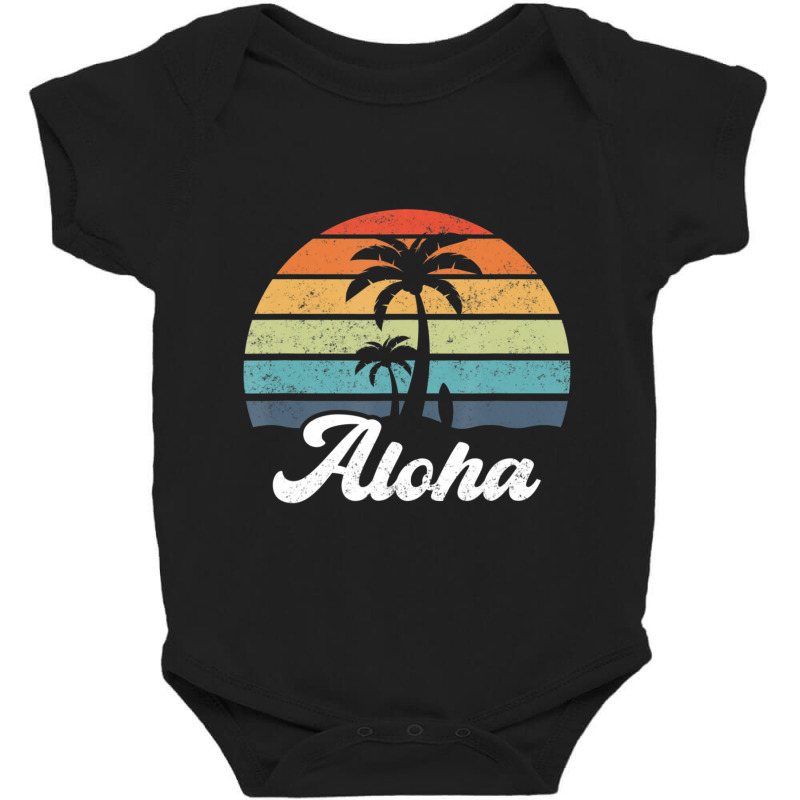 Aloha Hawaii Hawaiian Island Palm Beach Surfboard Surf Baby Bodysuit by cm-arts | Artistshot