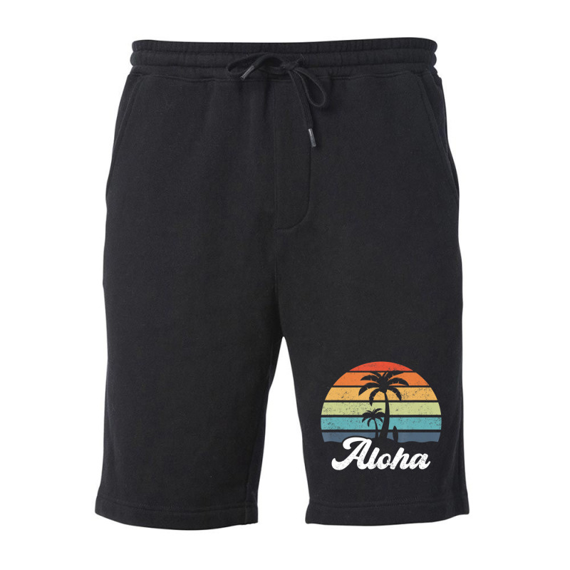 Aloha Hawaii Hawaiian Island Palm Beach Surfboard Surf Fleece Short by cm-arts | Artistshot