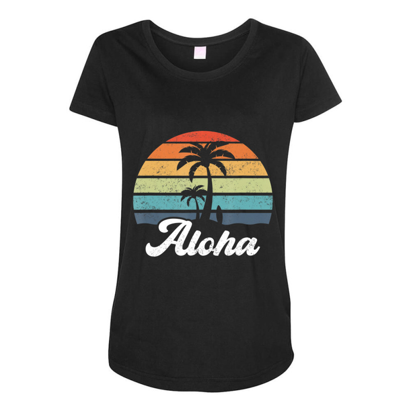 Aloha Hawaii Hawaiian Island Palm Beach Surfboard Surf Maternity Scoop Neck T-shirt by cm-arts | Artistshot