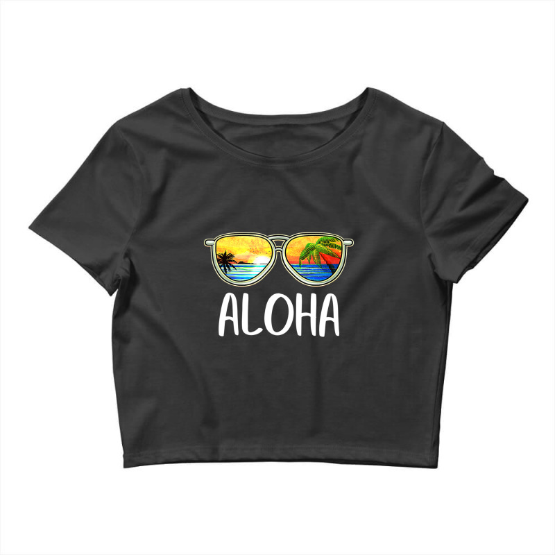 Aloha Hawaii Hawaiian Island Sunglasses Palm Trees Beach Crop Top by cm-arts | Artistshot