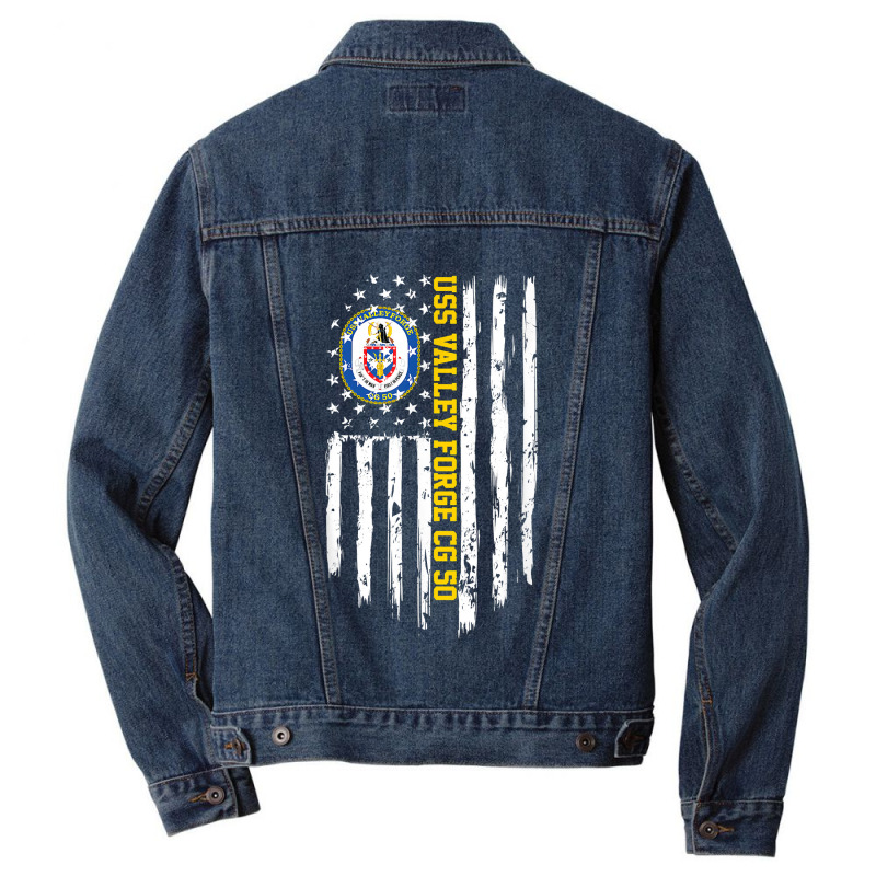 Uss Valley Forge Cg-50 American Flag Men Denim Jacket | Artistshot