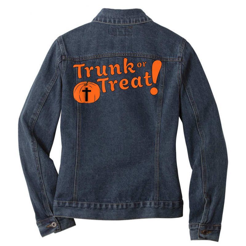 Trunk Or Treat Cute Christian Halloween T Shirt Ladies Denim Jacket by cm-arts | Artistshot