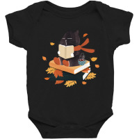 Autumn Book Cat Baby Bodysuit | Artistshot