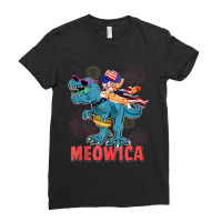 4h Of July Meowica Ca Riding Rex Dinosaur Usa Flag Boys Ladies Fitted T-shirt | Artistshot