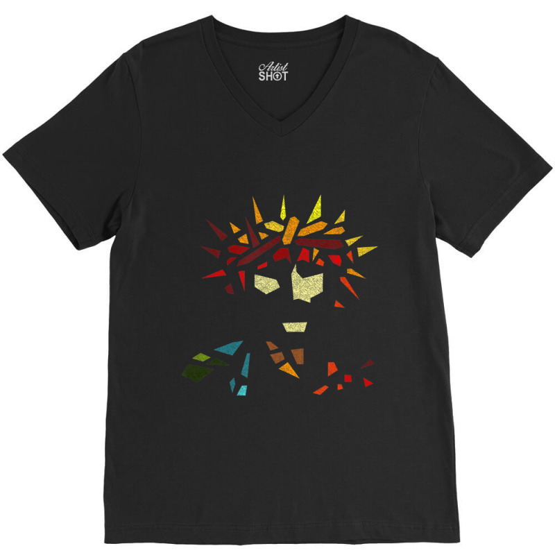 Christian Jesus Christ Crown Of Thorns Stained Glass V2 V-neck Tee | Artistshot