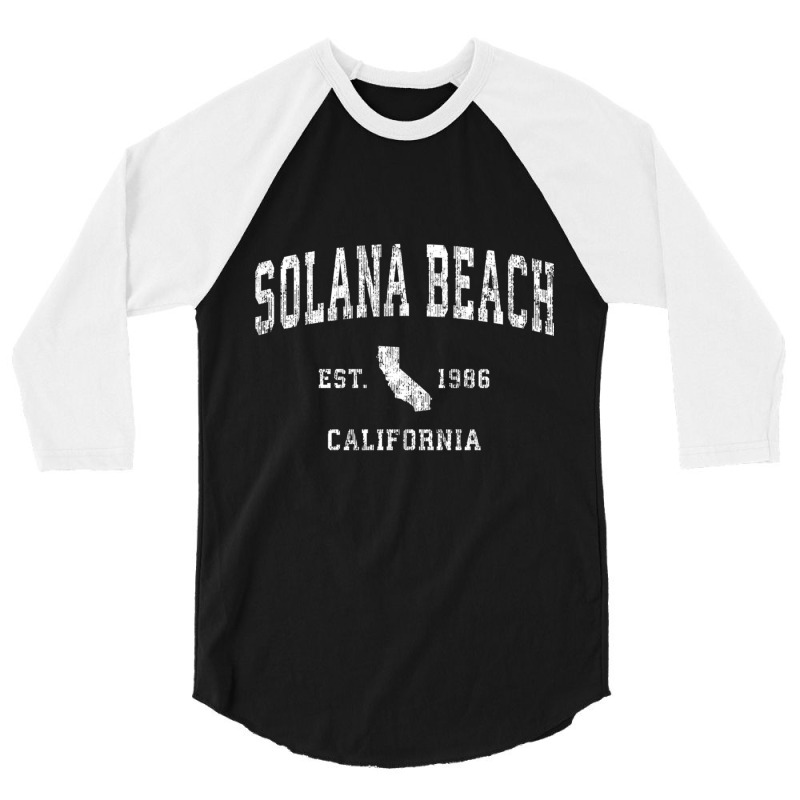 Solana Beach California Ca Vintage Athletic Sports Design Pullover Hoo 3/4 Sleeve Shirt by cm-arts | Artistshot