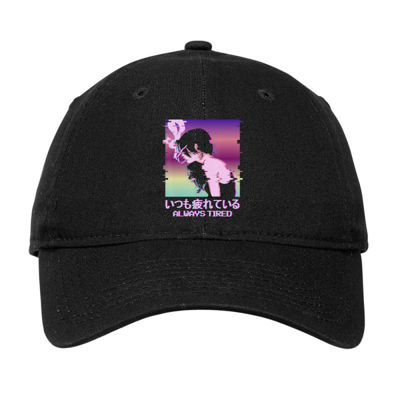 Always Tired Japan Vaporwave Alt Indie Aesthetic Anime Girl Adjustable Cap | Artistshot