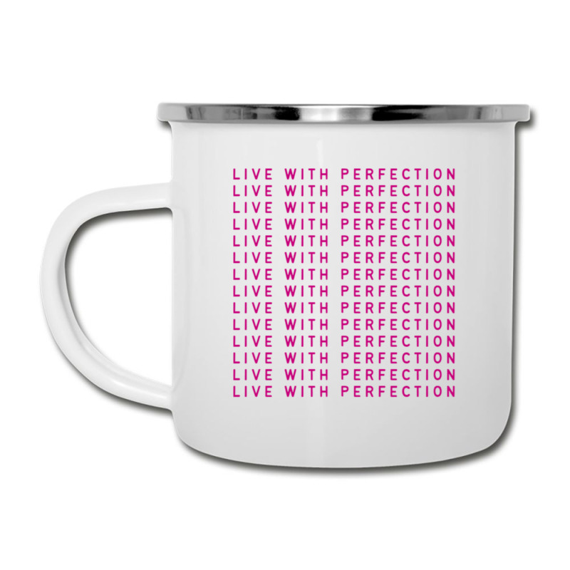 Live With Perfection Pink Typography Pattern Aesthetic Camper Cup | Artistshot