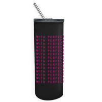 Live With Perfection Pink Typography Pattern Aesthetic Skinny Tumbler | Artistshot