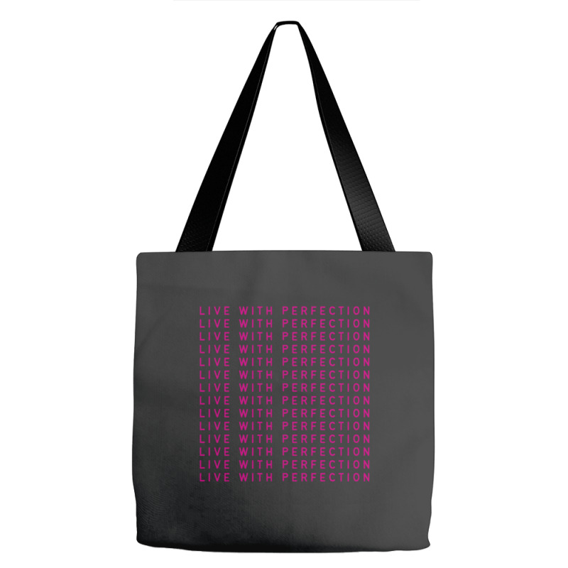 Live With Perfection Pink Typography Pattern Aesthetic Tote Bags | Artistshot