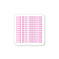 Live With Perfection Pink Typography Pattern Aesthetic Sticker | Artistshot