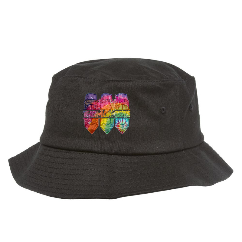 Tie Dye Back To School Teach Love Inspire Cute Pencil Art Flower Work Bucket Hat by cm-arts | Artistshot