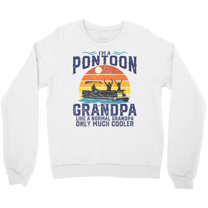 Mens Pontoon Grandpa Captain Retro Funny Boating Fathers Day Gift Prem Crewneck Sweatshirt | Artistshot