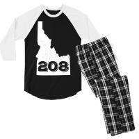 Area Code 208 Boise Idaho Home State Men's 3/4 Sleeve Pajama Set | Artistshot