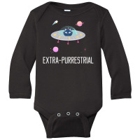 Extra Purrestrial Cat Alien Ufo Martian Ufologist Space Long Sleeve Baby Bodysuit | Artistshot