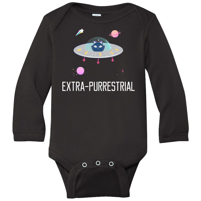 Extra Purrestrial Cat Alien Ufo Martian Ufologist Space Long Sleeve Baby Bodysuit by Min01 | Artistshot