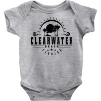 Clearwater Beach Florida Fl Vintage Sunset Surf Vacation Pullover Hood Baby Bodysuit | Artistshot