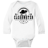 Clearwater Beach Florida Fl Vintage Sunset Surf Vacation Pullover Hood Long Sleeve Baby Bodysuit | Artistshot