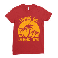 Living On Island Time Palm Trees And Sunset Ladies Fitted T-shirt | Artistshot