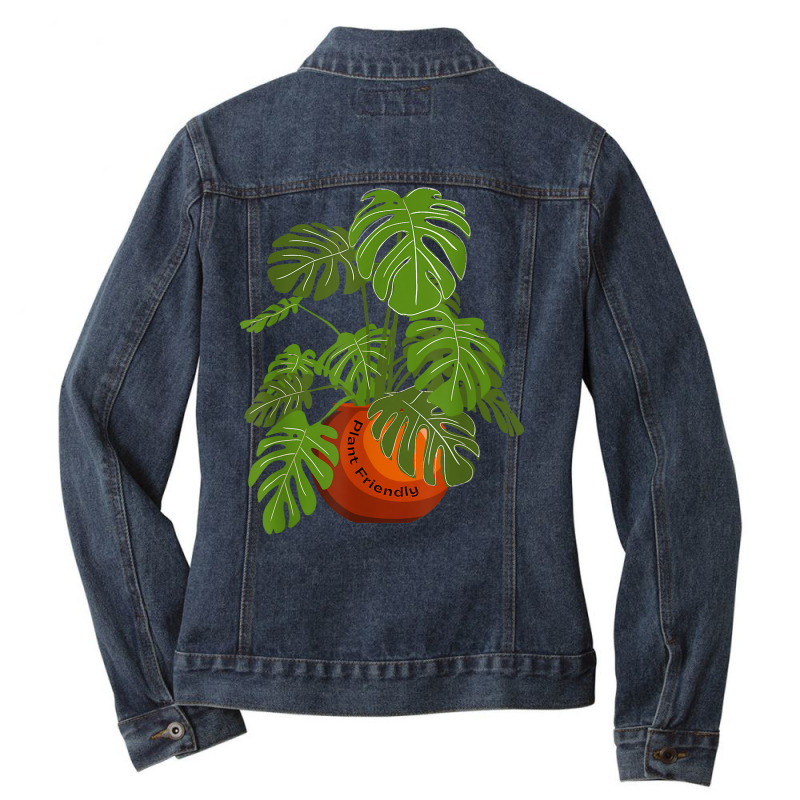 Monstera Potted Plant Friendly Plant Love Gardener Botanist T Shirt Ladies Denim Jacket by cm-arts | Artistshot