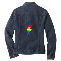 Lgbt Lightning Bolt Rainbow Gay Lesbian Pride Ray Ladies Denim Jacket | Artistshot