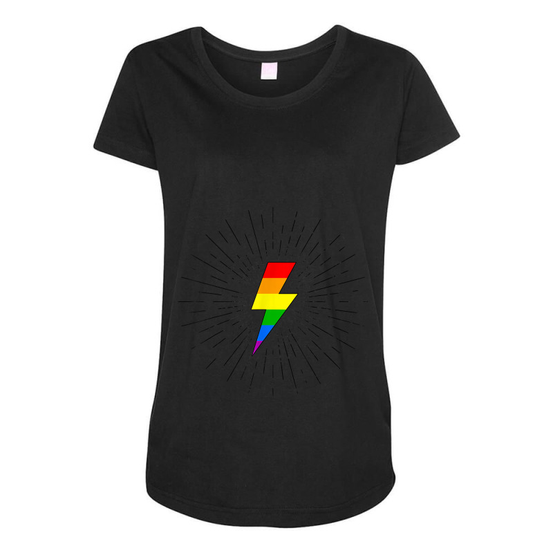 Lgbt Lightning Bolt Rainbow Gay Lesbian Pride Ray Maternity Scoop Neck T-shirt by JonathonBarringer | Artistshot