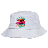 Fort Walton Beach Florida Palm Tree Island Pink Sunset Pullover Hoodie Bucket Hat | Artistshot