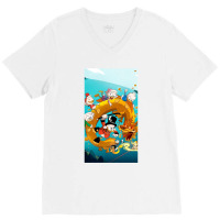 Play Dragon With Duck Tales Friends V-neck Tee | Artistshot