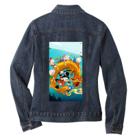 Play Dragon With Duck Tales Friends Ladies Denim Jacket | Artistshot