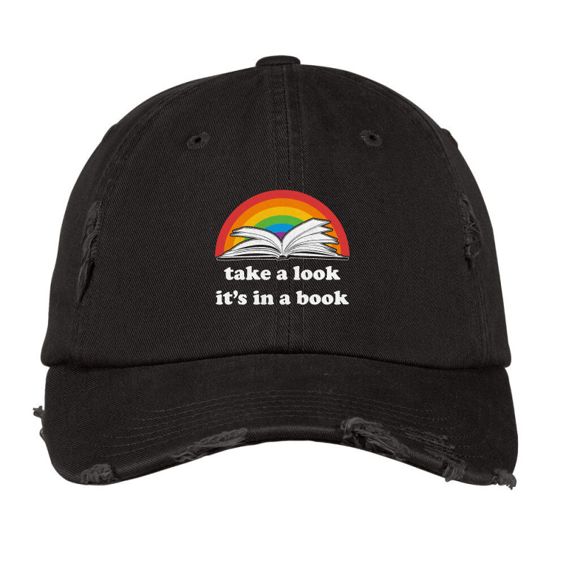 Take A Look, It's In A Book, Rainbows, Retro Book Lovers Design, Bookw Vintage Cap by SHOPTYU6 | Artistshot