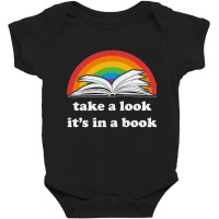 Take A Look, It's In A Book, Rainbows, Retro Book Lovers Design, Bookw Baby Bodysuit | Artistshot