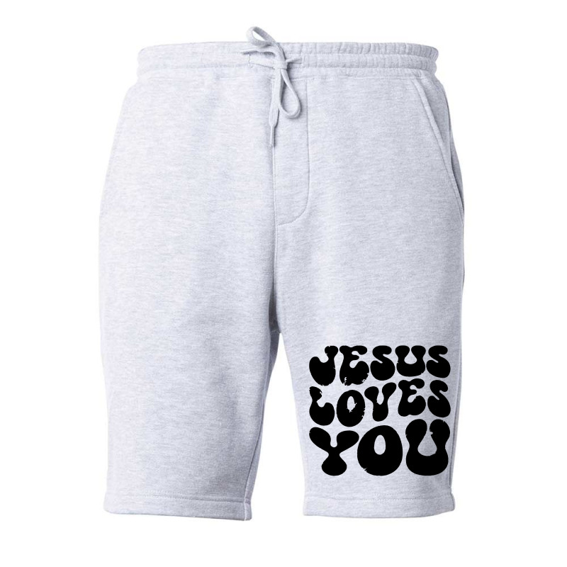 Vintage Retro Jesus Loves You Christian Fleece Short | Artistshot