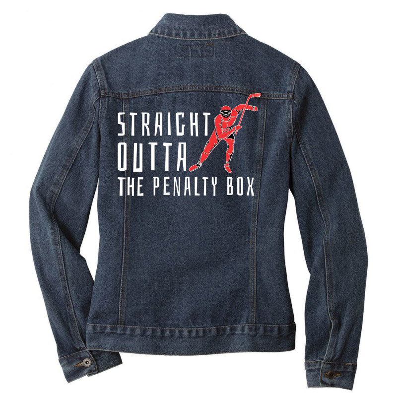 Ice Hockey Enforcer Penalty Box Hockey Pullover Hoodie Ladies Denim Jacket by cm-arts | Artistshot