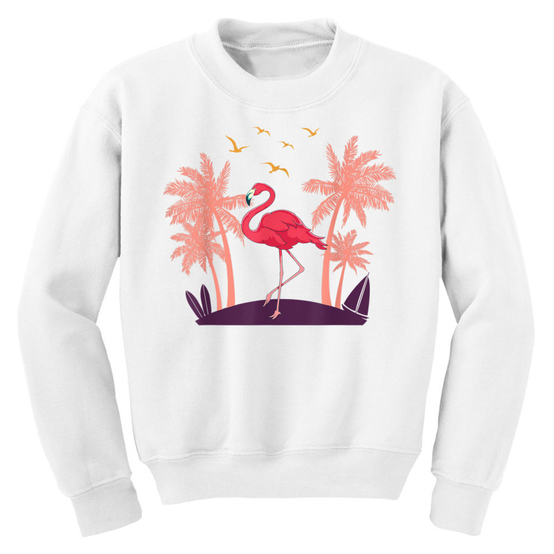 Coconut Palm Trees Exotic Bird Tropical Summer Flamingo T Shirt Youth Sweatshirt by cm-arts | Artistshot