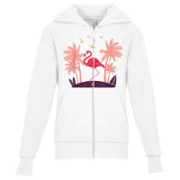 Coconut Palm Trees Exotic Bird Tropical Summer Flamingo T Shirt Youth Zipper Hoodie | Artistshot