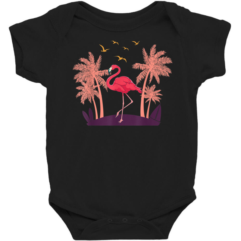 Coconut Palm Trees Exotic Bird Tropical Summer Flamingo T Shirt Baby Bodysuit by cm-arts | Artistshot