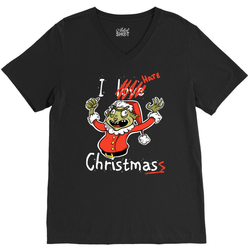 Grinch Hates Christmas, Grinch Hate Christmas, Grinch Hates, Christmas V-Neck Tee by SHKUNLUD | Artistshot