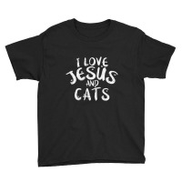 Christmas I Love Jesus And Cats Christian Pet Xmas Youth Tee | Artistshot