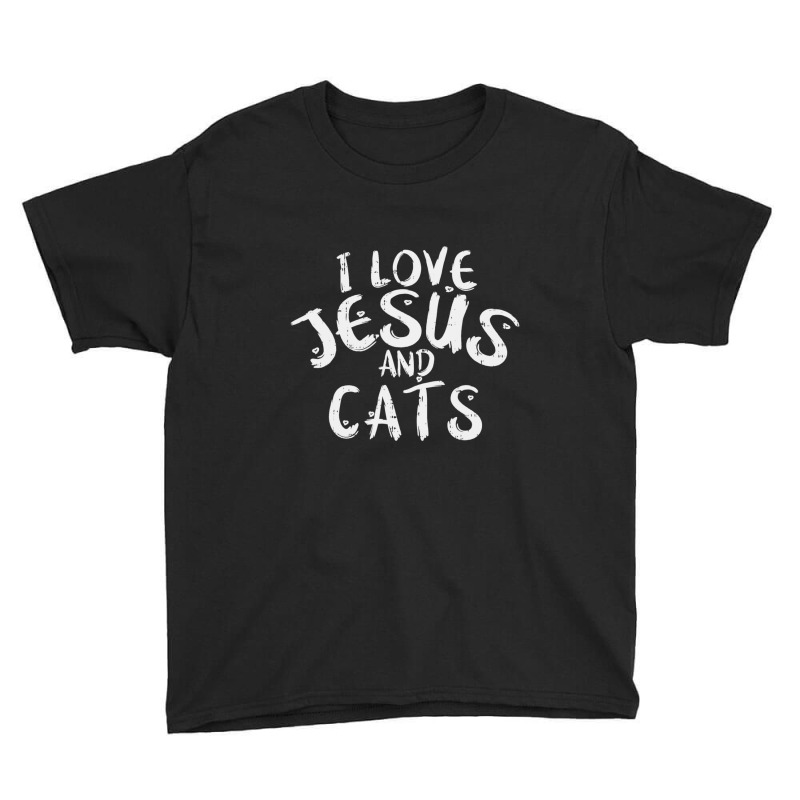 Christmas I Love Jesus And Cats Christian Pet Xmas Youth Tee | Artistshot