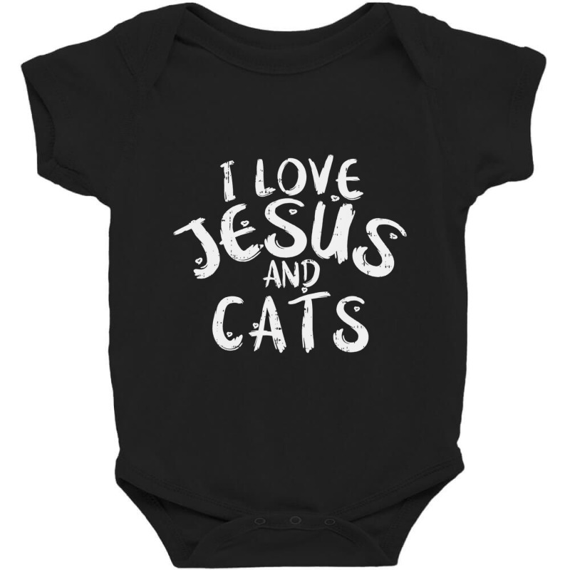 Christmas I Love Jesus And Cats Christian Pet Xmas Baby Bodysuit | Artistshot