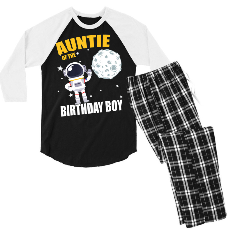 Auntie Of The Astronaut Birthday Boy Matching Men's 3/4 Sleeve Pajama Set by Gibbons Washburn | Artistshot